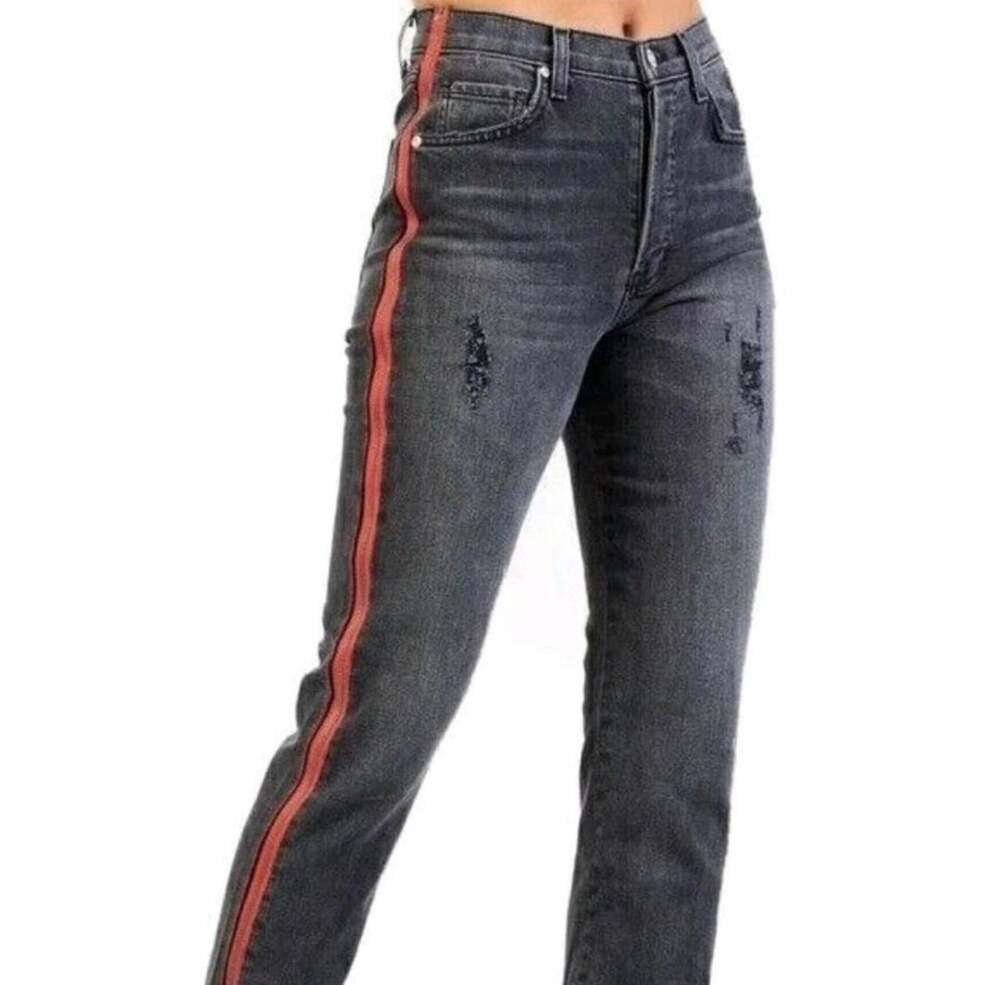 Revice Denim Black Wash Skinny Jeans with Red Side Zippers